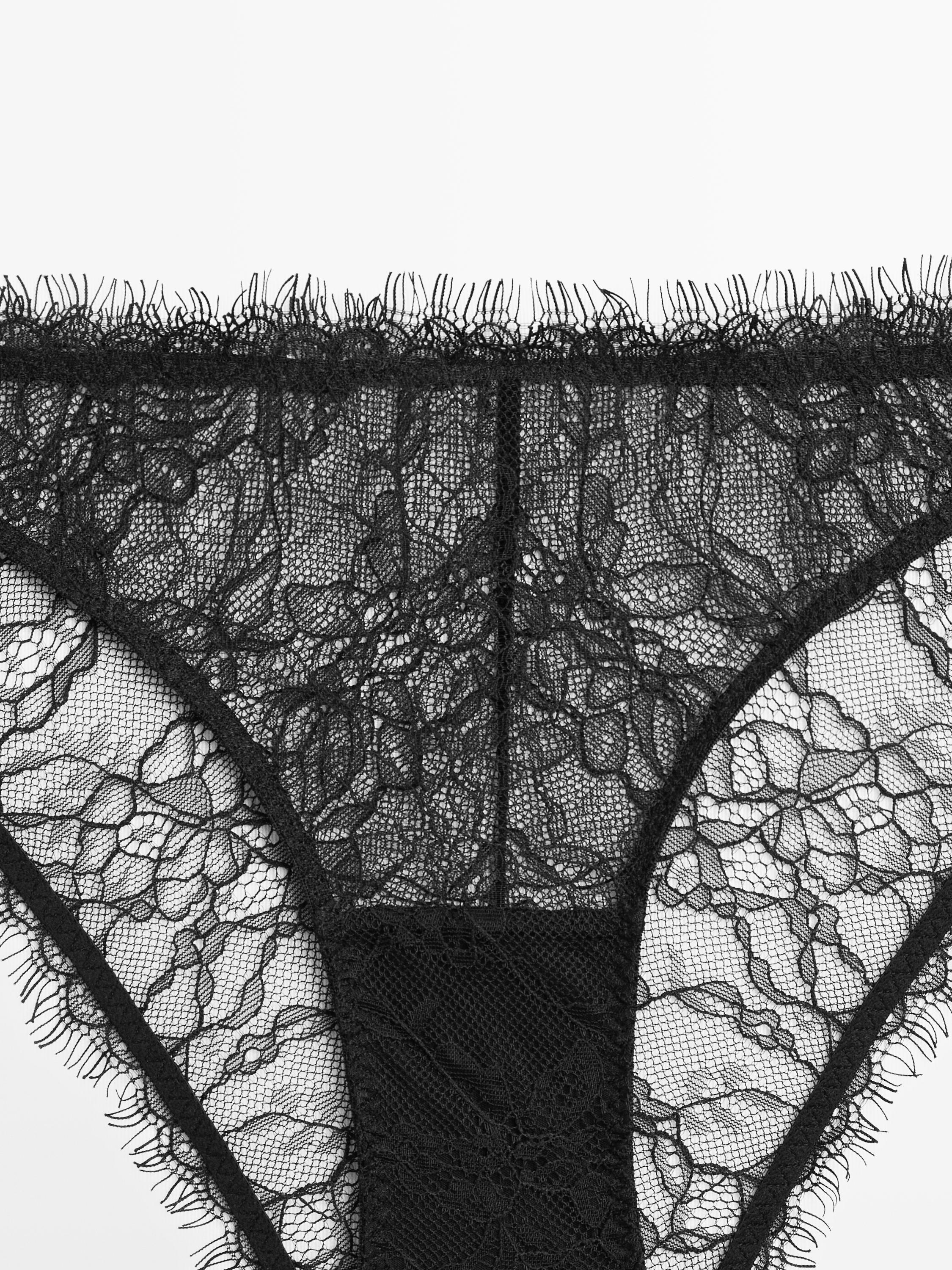 Lace briefs with frayed detail